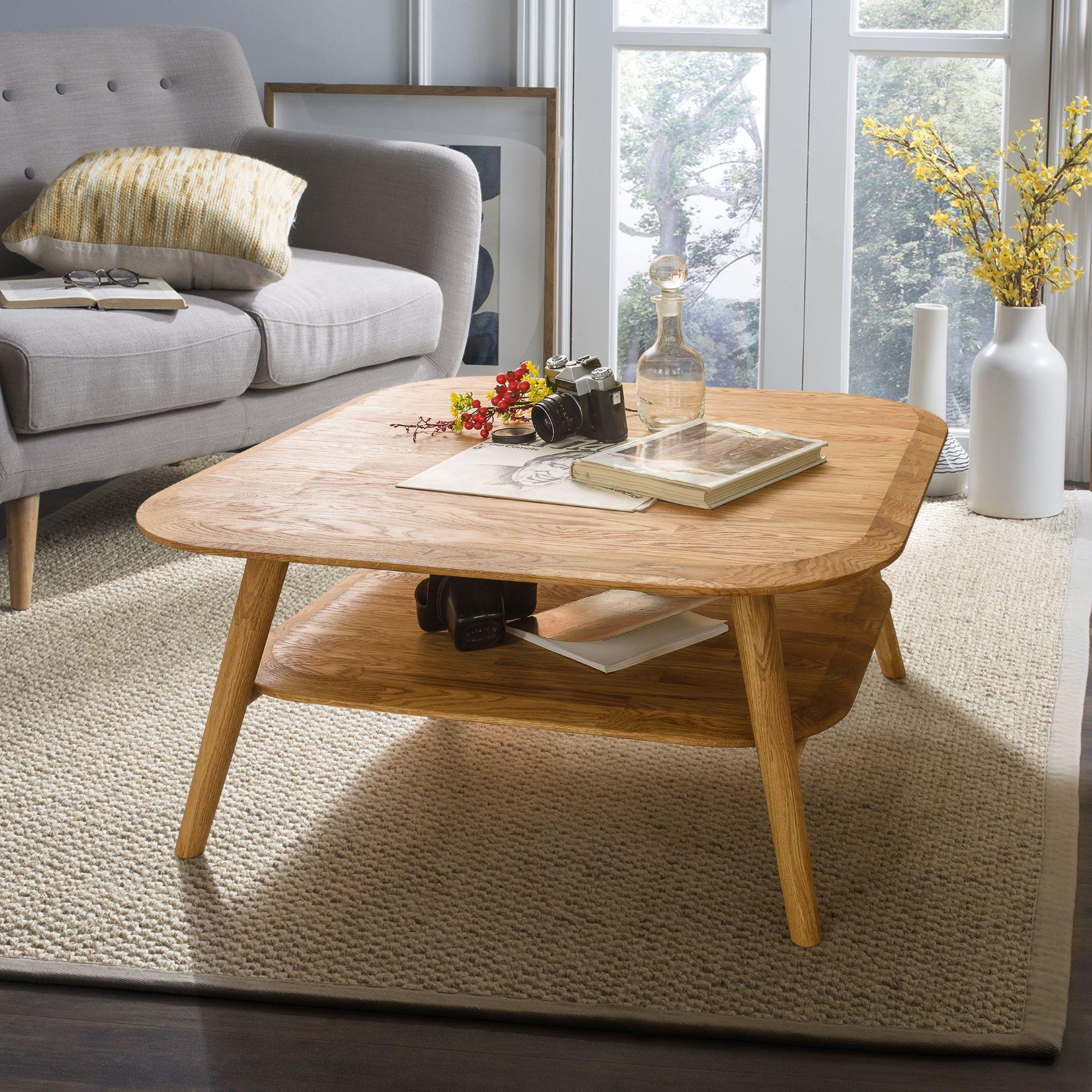 NordicStory Mesa de Centro Escandi 4 Madera Maciza Roble Natural Salon Escandinavo
